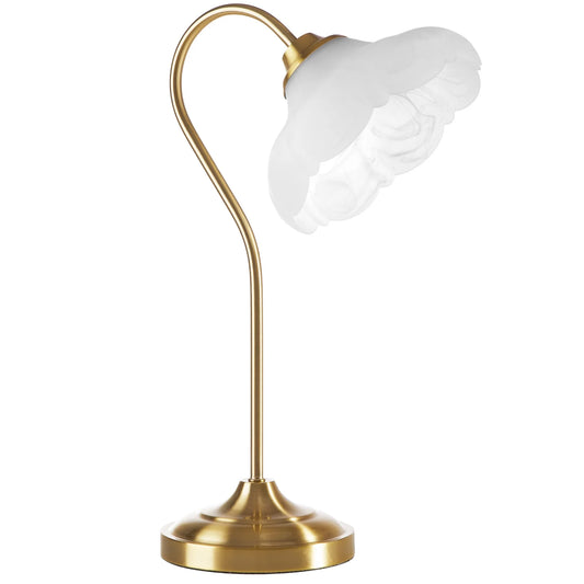 19" Gold Metal Table Lamp with Glass Petal Shade